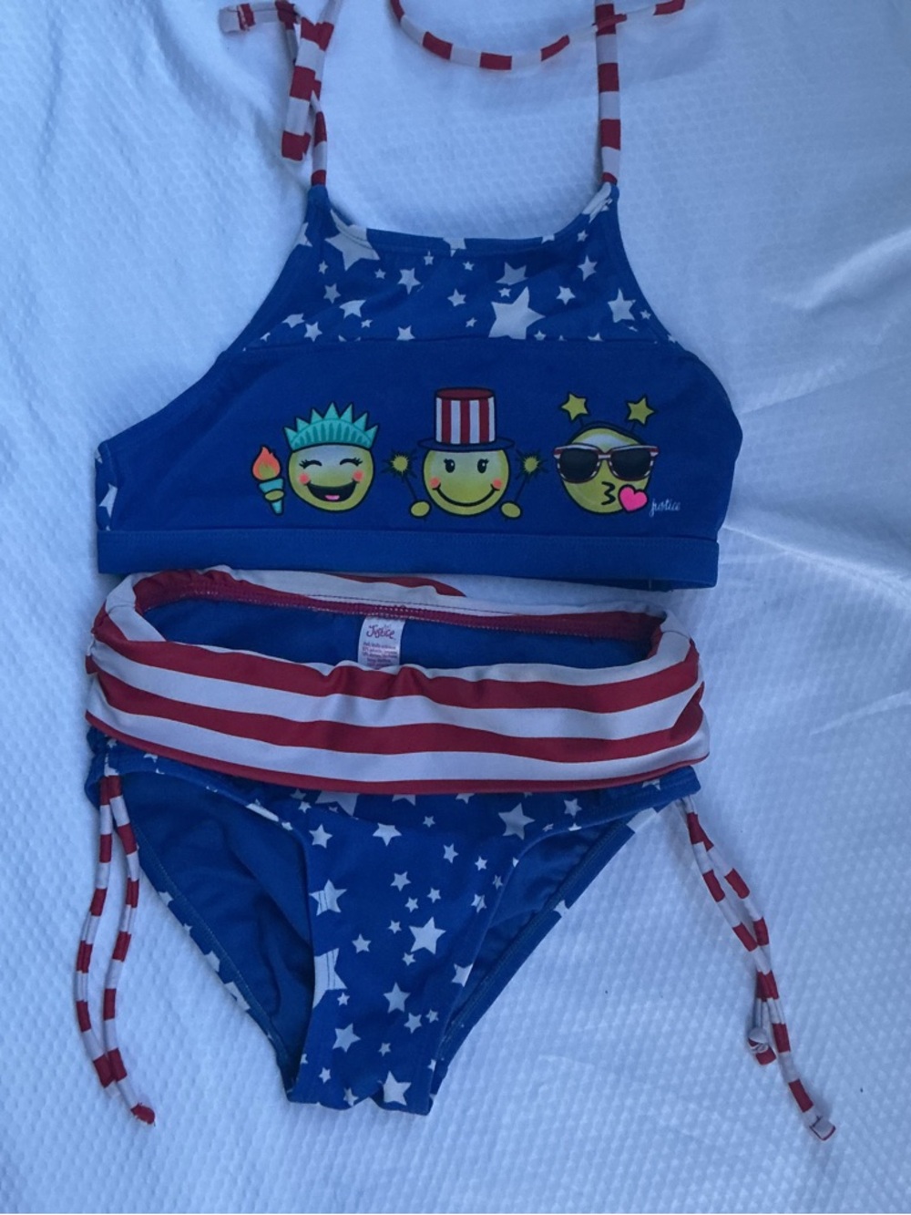 Justice Girls Star & Stripe Bikini Set - Blue, Red, White